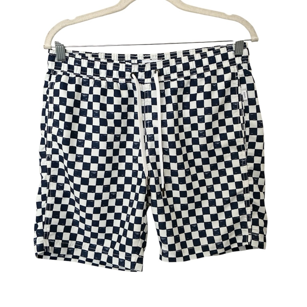 Onia Navy and White Checkered Board Shorts Swim Trunks